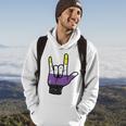 Nonbinary I Love You Hand Sign Language Enby Nb Pride Flag Hoodie Lifestyle