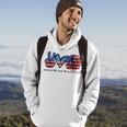 Peace Love America Flag Sunflower 4Th Of July Memorial Day Hoodie Lifestyle