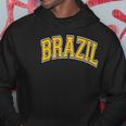 Brazil Varsity Style Amber Text Hoodie Unique Gifts