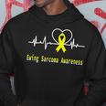 Ewings Sarcoma Awareness Heartbeat Yellow Ribbon Ewings Sarcoma Ewings Sarcoma Awareness Hoodie Funny Gifts