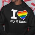 Gay Dads I Love My 2 Dads With Rainbow Heart Hoodie Unique Gifts