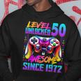 Level 50 Unlocked Awesome Since 1972 50Th Birthday Gaming Hoodie Funny Gifts