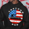 Mens Captoon Dad Pontoon Boat Captain Us Flag 4Th Of July Boating Hoodie Funny Gifts