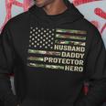 Mens Husband Daddy Protector Hero Fathers Day Flag Gift Hoodie Unique Gifts