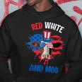 Red White And Moo Patriotic Cow Farmer 4Th Of July Hoodie Unique Gifts