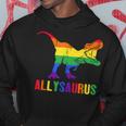 T Rex Dinosaur Lgbt Gay Pride Flag Allysaurus Ally Hoodie Unique Gifts