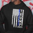 Trump 2024 Back The Blue American Flag Blue Line 4Th Of July Hoodie Unique Gifts