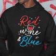 Womens Red Wine And Blue V-Neck Hoodie Unique Gifts