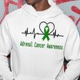 Adrenal Cancer Awareness Heartbeat Green Ribbon Adrenal Cancer Adrenal Cancer Awareness Hoodie Funny Gifts