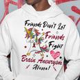 Friends Dont Let Friends Fight Brain Aneurysm Alone Unicorn Burgundy Ribbon Brain Aneurysm Bpd Brain Aneurysm Hoodie Funny Gifts