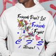 Friends Dont Let Friends Fight Chronic Fatigue Syndrome Cfs Alone Unicorn Blue Ribbon Chronic Fatigue Syndrome Support Cfs Awareness Hoodie Funny Gifts