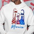 Funny Tie Dye Meowica 4Th Of July Cat Lovers Patriotic Hoodie Funny Gifts