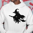 Halloween Scary Old Witch On Broom Art Design Pattern Hoodie Funny Gifts