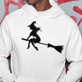 Halloween Young Scary Witch On Broom Pattern Hoodie Funny Gifts