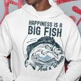 Happiness Is A Big Fish And A Witness Fisherman Dad Blue Hoodie Funny Gifts