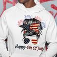 Happy 4Th Of July Messy Bun American Flag Firework Hoodie Funny Gifts