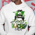 One Lucky Cna Messy Bun Shamrocks St Patricks Day Hoodie Funny Gifts