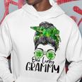 One Lucky Grammy Messy Bun Lucky Shamrock St Patricks Day Hoodie Funny Gifts