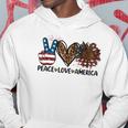 Peace Love America Sunflower Leopard Usa Flag 4Th Of July Hoodie Unique Gifts