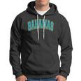 Bahamas Varsity Style Teal Text With Yellow Outline Hoodie