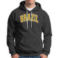 Brazil Varsity Style Amber Text Hoodie