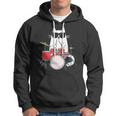 Funny Cat Wearing Sunglasses Playing Drums Drum Kit Musician Hoodie