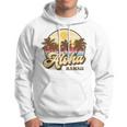 Aloha Hawaii Hawaiian Island Palm Surfboard Beach Surf Retro Hoodie