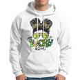 One Lucky Kid Messy Bun Shamrock St Patricks Day Hoodie