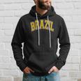 Brazil Varsity Style Amber Text Hoodie Gifts for Him