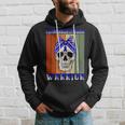 Fibromuscular Dysplasia Warrior Skull Women Vintage Blue Ribbon Fmd Fibromuscular Dysplasia Awareness Hoodie Gifts for Him