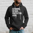 Mens Husband Father Protector Hero Funny Fathers Day Hoodie Gifts for Him