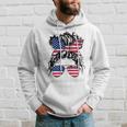 4Th Of July American Flag Patriotic Daughter Messy Bun Usa Hoodie Gifts for Him