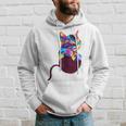 Cute Cat Gift For Kitten Lovers Colorful Art Kitty Adoption Hoodie Gifts for Him