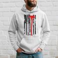 Distressed Patriot Axe Thin Red Line American Flag Hoodie Gifts for Him