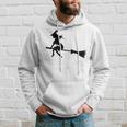 Halloween Young Scary Witch On Broom Pattern Hoodie Gifts for Him