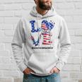 Love Healthcare Worker 4Th Of July American Flag Patriotic Hoodie Gifts for Him