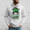 One Lucky Mama Messy Bun Shamrock St Patricks Day Hoodie Gifts for Him