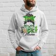 One Lucky Mama St Patricks Day Irish Shamrock Messy Bun Mom Hoodie Gifts for Him