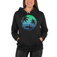 Retro Water Sport Surfboard Palm Tree Sea Tropical Surfing Women Hoodie