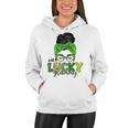 One Lucky Grammy Life Messy Bun St Patricks Day Irish Women Hoodie