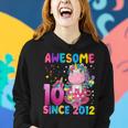 10 Years Old 10Th Birthday Unicorn Girl Awesome Since 2012 Women Hoodie Gifts for Her