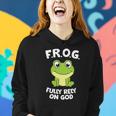 Cute Frog Fully Rely On God Christian Frog Women Hoodie Gifts for Her