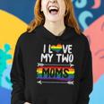I Love My Two Moms Rainbow Gay Pride Flag Lgbtq Ally Kids Women Hoodie Gifts for Her