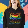 Rainbow Heart Skeleton Love Is Love Lgbt Gay Lesbian Pride Women Hoodie Gifts for Her
