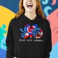 Tie Dye 4Th Of July Peace Love America Sunflower Patriotic Women Hoodie Gifts for Her