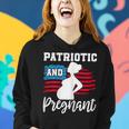 Womens Patriotic And Pregnant Baby Reveal 4Th Of July Pregnancy Women Hoodie Gifts for Her