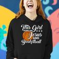 Womens This Girl Runs On Jesus And Basketball Christian Gift Women Hoodie Gifts for Her