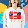 4Th Of July Popsicles Usa Flag Independence Day Patriotic Women Hoodie Gifts for Her