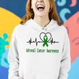 Adrenal Cancer Awareness Heartbeat Green Ribbon Adrenal Cancer Adrenal Cancer Awareness Women Hoodie Gifts for Her