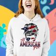 All American Girl Messy Hair Bun Woman Patriotic 4Th Of July Women Hoodie Gifts for Her